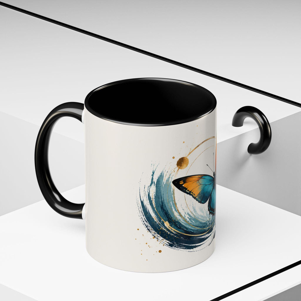 Teal Orange Butterfly Accent Mug | Ceramic Coffee Cup (11/15oz)