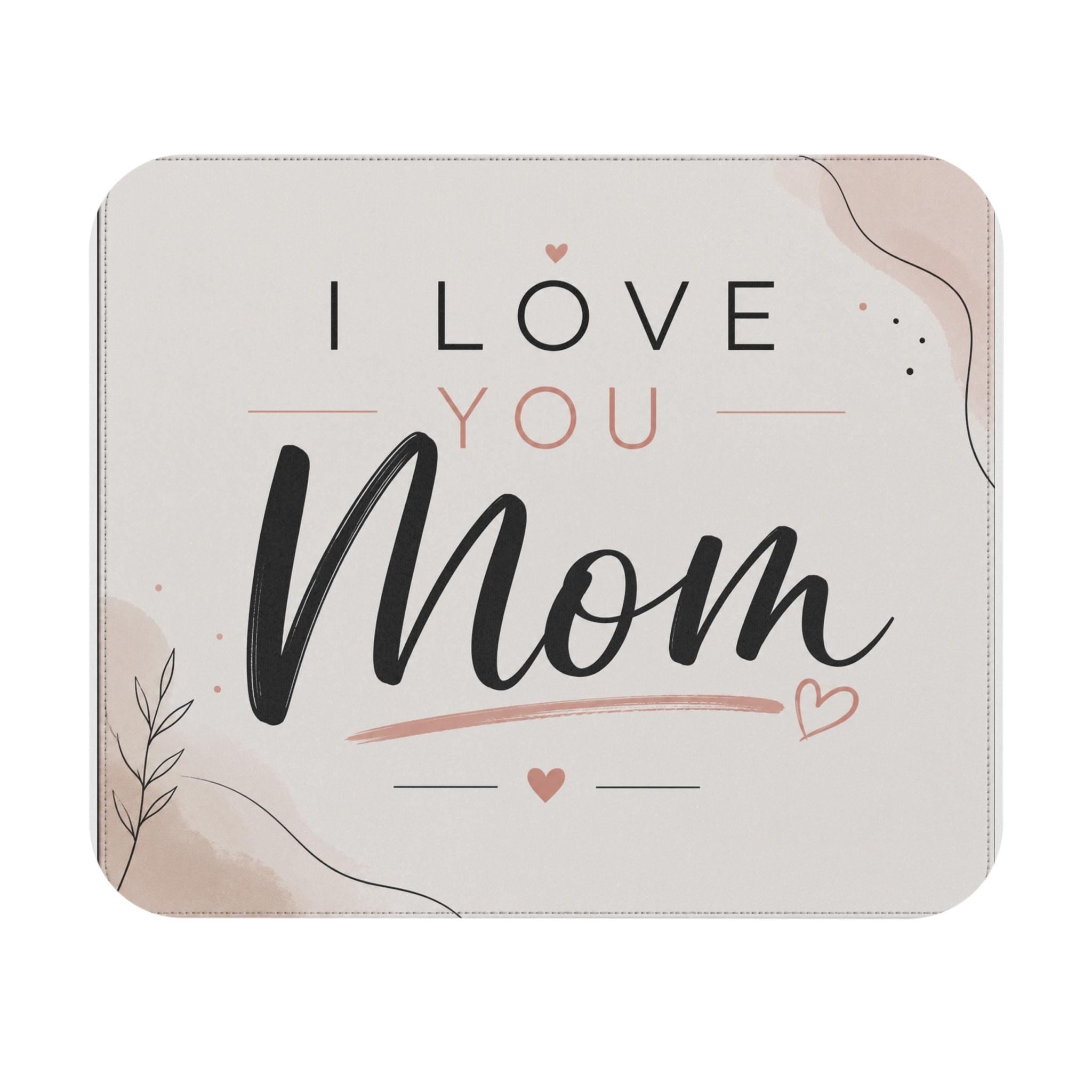 I Love You Mom Mouse Pad | Floral Script Desk Mat