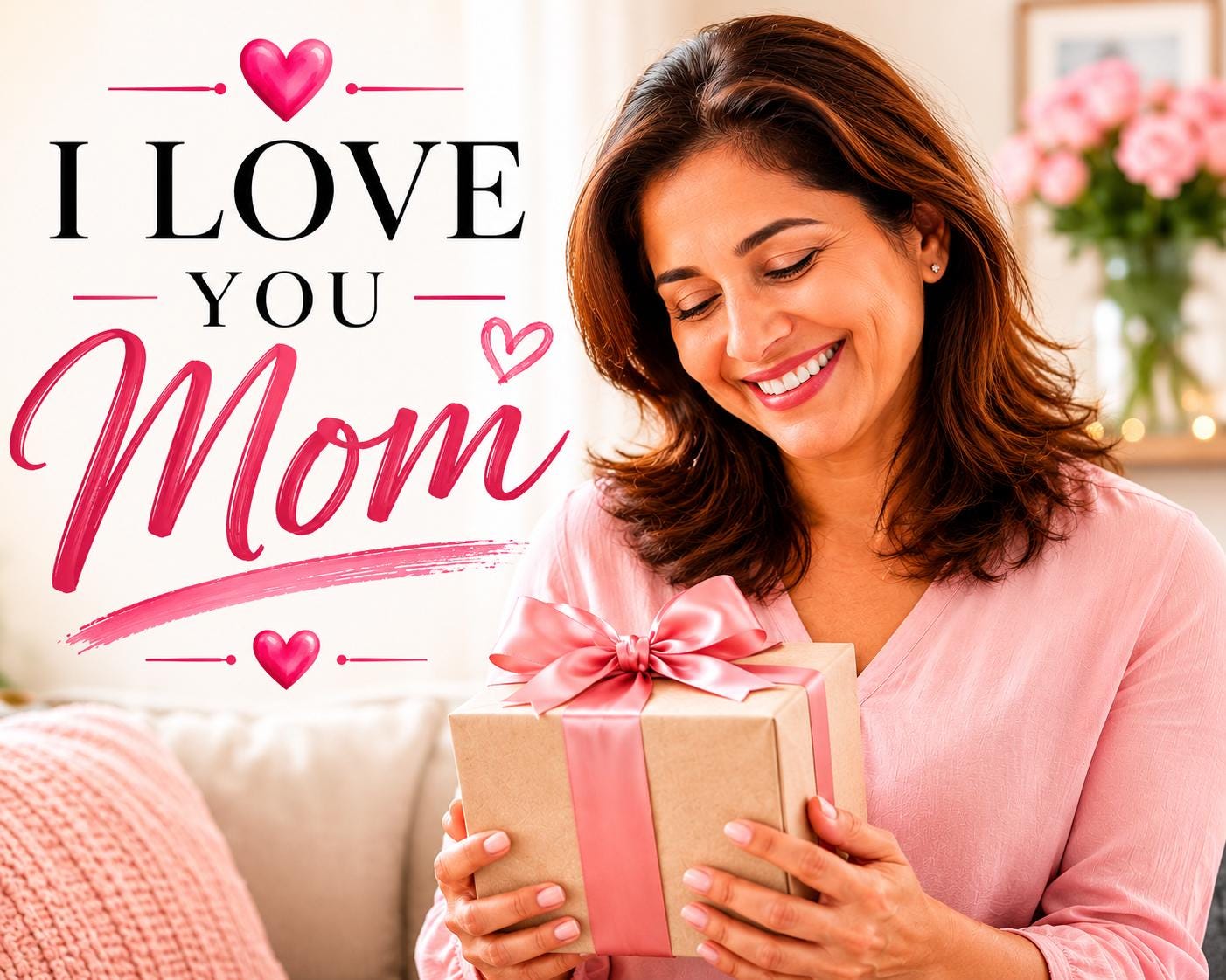 I Love You Mom Mouse Pad | Floral Script Desk Mat