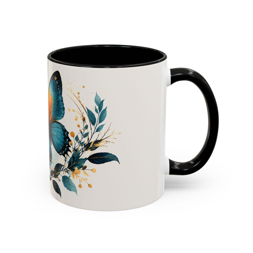 Teal Orange Butterfly Accent Mug | Ceramic Coffee Cup (11/15oz)