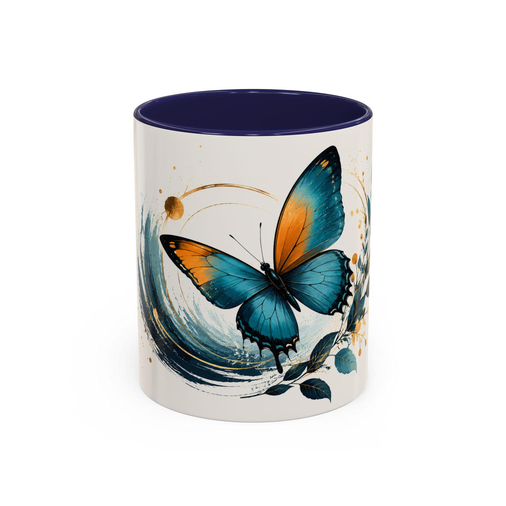 Teal Orange Butterfly Accent Mug | Ceramic Coffee Cup (11/15oz)