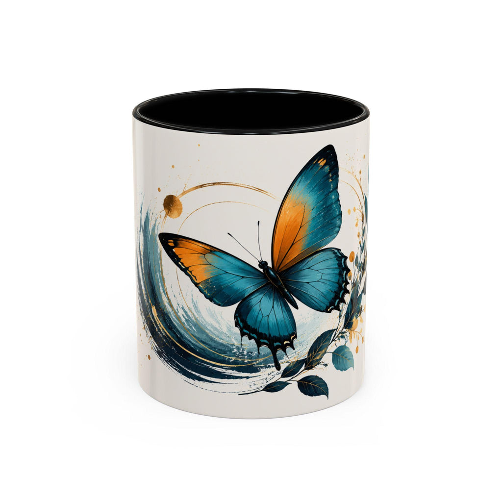 Teal Orange Butterfly Accent Mug | Ceramic Coffee Cup (11/15oz)